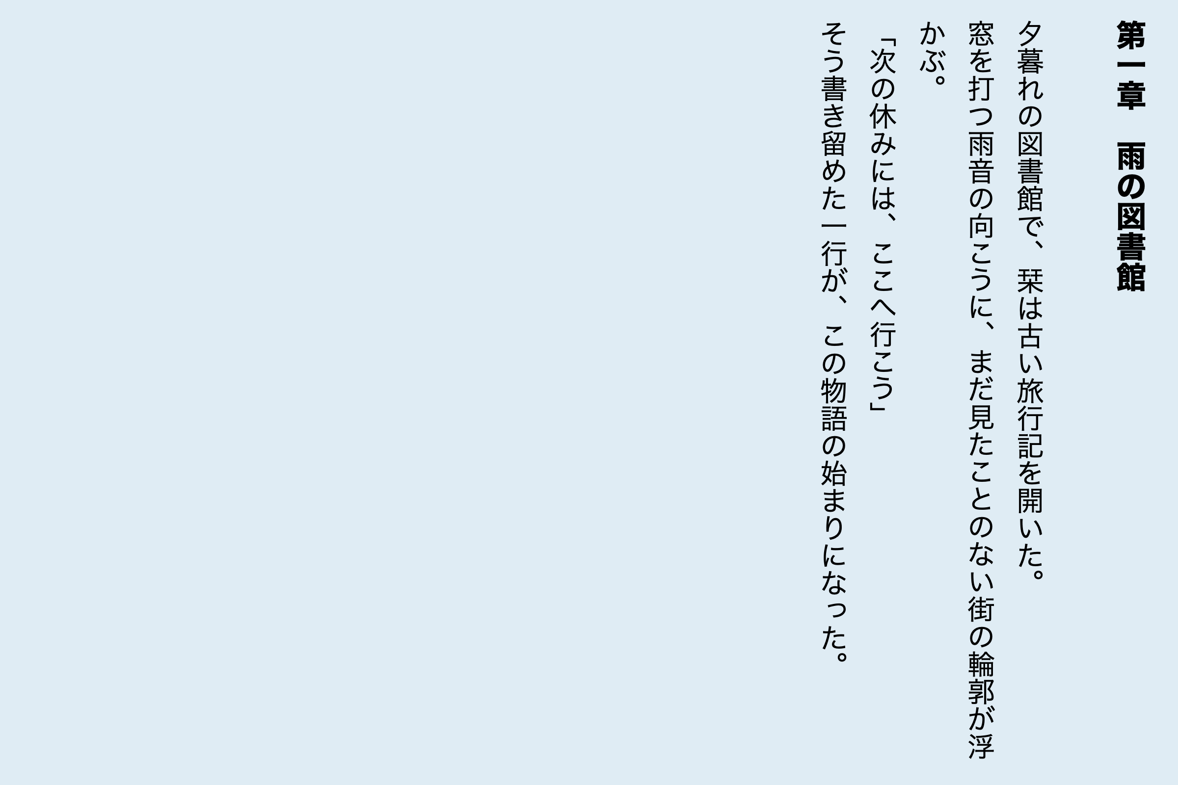 日本語小説の第一章を縦書きで表示したRune Studioのプレビュー画面