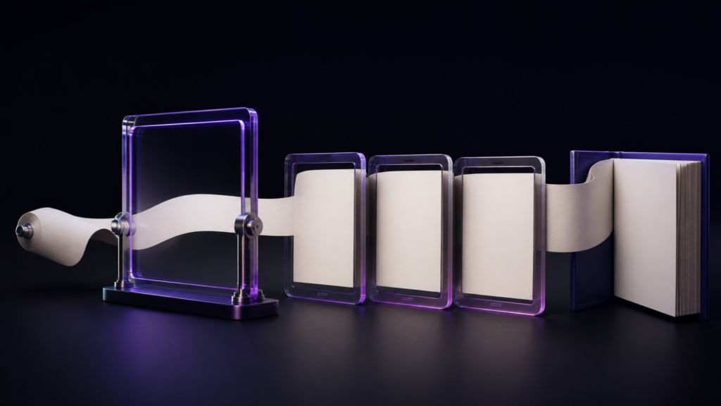 A horizontal manuscript reflows cleanly across several ebook widths