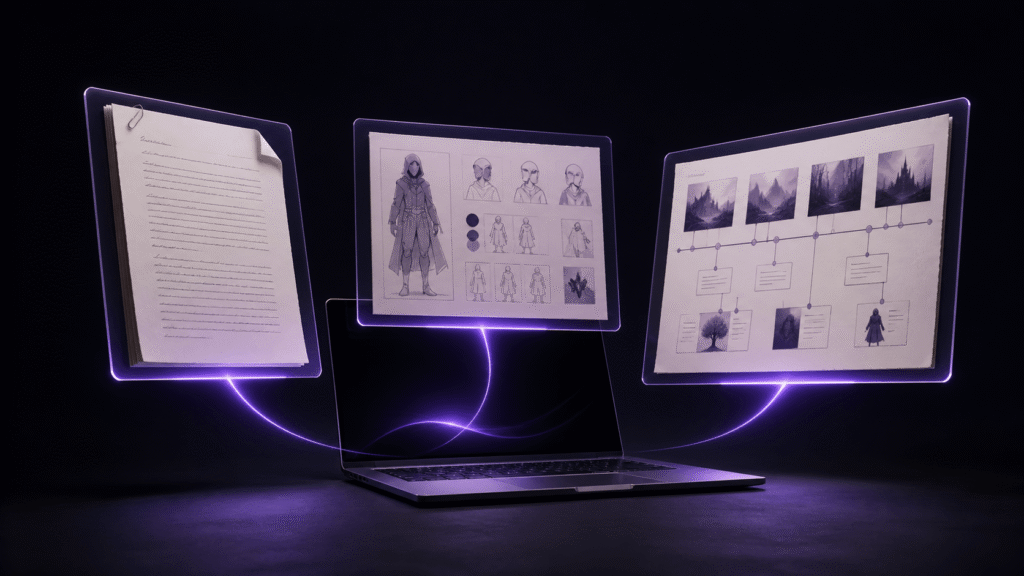 MacBookで本文・人物表・年表を役割別に配置するアイキャッチ