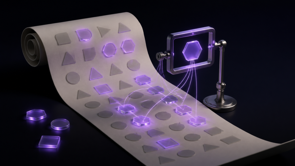 Selecting one abstract token illuminates every matching occurrence in the manuscript