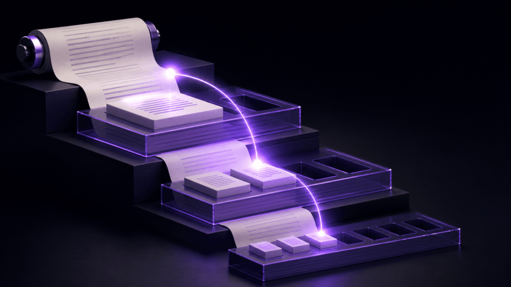 A three-level heading hierarchy keeps a long manuscript navigable while unused levels remain empty